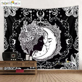 Moon Tapestry Wall Hanging Astrology Divination The Goddess Of Flowers And The Tarot Card Bedspread Beach Mat