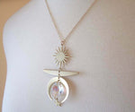 Mystical Magical Sun Moon Stars Crystal Rainbow Pendant Necklace,Boho Style,Gift for Her