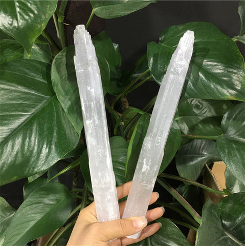 Moroccan Natural Clear Gypsum Selenite Crystal Wand Wicca Decor Point
