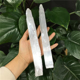 Moroccan Natural Clear Gypsum Selenite Crystal Wand Wicca Decor Point