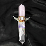 Natural Crystal Column Two color Double pointed Column Magic Scepter Handmade Hexagonal Energy Decorative Ornament| |