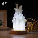 Natural Crystal Selenite Stone Healing Gemstones Lamp Energy Jewelry Led Lamp