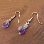 Natural Purple Crystal Raw Stone Lucifer Sigil Symbol Earring Healing Stone Teardrop Witch Creative Gothic Jewellery Women Gift