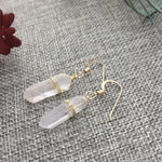 Natural Raw Quartz Crystal Point Earrings Matte Point Earrings