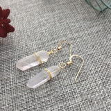 Natural Raw Quartz Crystal Point Earrings Matte Point Earrings