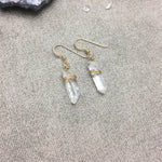 Natural Raw Quartz Crystal Point Earrings Matte Point Earrings