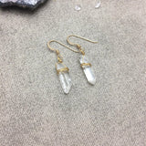 Natural Raw Quartz Crystal Point Earrings Matte Point Earrings