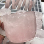 Natural Rose Quartz Cup Crystal Hand Carved Drink ware Crystal Stone Tea Coffee Milk Cup set
