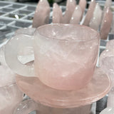 Natural Rose Quartz Cup Crystal Hand Carved Drink ware Crystal Stone Tea Coffee Milk Cup set