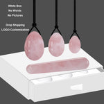 Natural Rose Quartz Yoni Egg Jade Eggs Women Kegel Exerciser Vaginal Muscles Tightening Ball Crystal Yoni Wand Kegel Eggs - Massage Ball