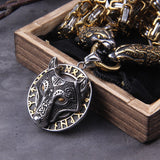 Never Fade Men stainless steel Wolf head norse viking amulet thor hammer pendant necklace viking king chain