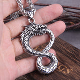 Never Fade Norse dragon snake Unlimited Self-devourer  Ouroboros pendant necklace with wooden box as gift