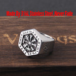 Never Fade Stainless Steel Viking Compass Runic Statement Rings Men Vintage Color Nordic Viking Totem Odin Men Rings Jewelry