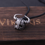 Never Fade Viking helmet Necklace with adjustable cotton Chain As Men Gift and wooden box