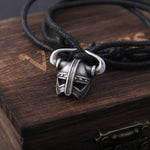 Never Fade Viking helmet Necklace with adjustable cotton Chain As Men Gift and wooden box