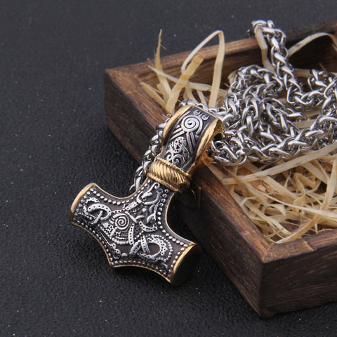 Never Fade thor's hammer mjolnir pendant necklace viking scandinavian norse viking necklace Men Stainless Steel gift