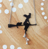 New Arrival~Halloween Witch Necklace, Halloween Necklace, Cat Necklace, Black Cat and Witch Necklace,Witchcraft,acrylic Necklace