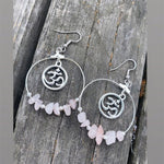 Bohemia Moon In Rose Quartz Hoop Earrings Stars Dangle Witch Jewelry Healing Halloween Statement Delicacy Jewelry