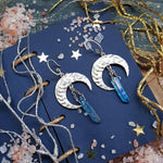 Bohemia Moon In Rose Quartz Hoop Earrings Stars Dangle Witch Jewelry Healing Halloween Statement Delicacy Jewelry