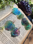 New Design~Iridescent Rainbow Monstera Leaf Rainbow Earrings Holographic Earrings