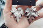 New Design! Maple Leaf Drop Hoop Earrings Nature Jewelry