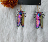 New Design!Psychedelic Cicada Lucky Insect Earrings, Unique Earrings,Super Cute