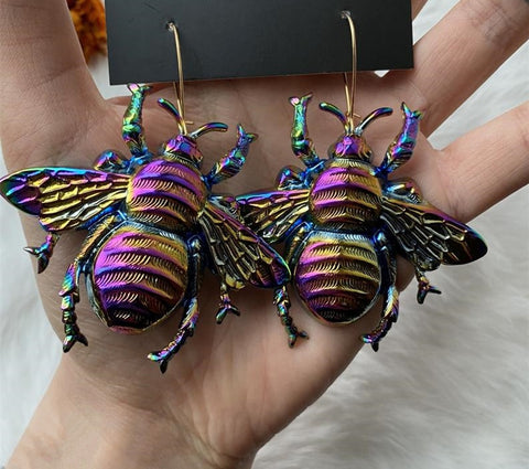 New Design!Psychedelic Large Bee Statement Earring,Bee Earrings Vintage Style, Bee Lover Gift, Unique Earrings