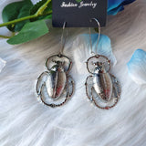 New Giant Silver Colour Scarab Beetle Earrings Insect Witch Jewelry Fashion Witch Creative Nature Big Charm Women Gift 2021