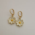 Gold Colour Daisy Sunflower Hoop Earring Endless Hoops Dangle Simple Holiday Gift for Her Bridesmaid Women Jewelry Trend