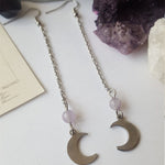 New Goth Bat &amp; Moon Chain Earrings Crystal Alternative Minimal Romantic Statement Punk Jewelry Witchy Gift Stones Women Gift