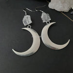 New Goth Bat &amp; Moon Chain Earrings Crystal Alternative Minimal Romantic Statement Punk Jewelry Witchy Gift Stones Women Gift