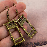 New Goth Black Bronze Silver Colour Guillotine Earrings History Macabre Statement Jewelry Grunge Medieval Dark Academia Novelty