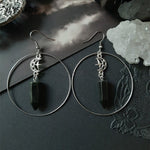 New Goth Quartz Hoops Minimal Earrings Boho Crystal Alternative Minimal Romantic Statement Jewelry Witchy Gift Stones Women Gift