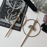 Goth Swords Hoop Earrings Crystal Alternative Minimal Romantic Statement  Grunge Jewelry Witchy Gift Stones  Trend