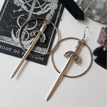Goth Swords Hoop Earrings Crystal Alternative Minimal Romantic Statement  Grunge Jewelry Witchy Gift Stones  Trend
