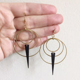 New Gothic Modernist Metal Loop Earrings Drop Black and Gold Colour Phase Boho Hippie Summer Long Jewelry Minimalism Women Gift