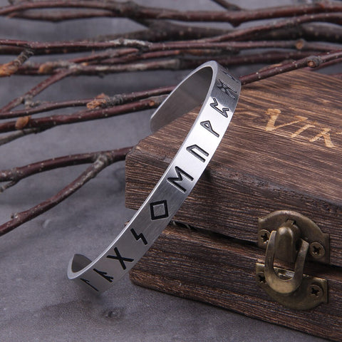 New Nordic viking rune bracelet bangle adjustable amulet cuff bangle with valknut stainless steel quality men jewelry with box