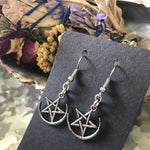 Pentagram Moon Earrings Witchy Goddess Pagan Druid Witchcraft Supplies Classical Halloween Statement Jewellery