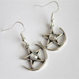 Pentagram Moon Earrings Witchy Goddess Pagan Druid Witchcraft Supplies Classical Halloween Statement Jewellery