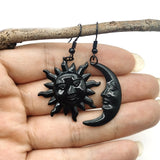 New Silver Color Sun and Moon Earrings Chain Pair of Celestial Best Friends Gift for Friend Long Earring Pendants Women Gift|Drop Earrings|