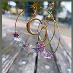 New Witch Bohemia Moon Rainbow Fluorite Hoop Earrings Dangle Jewelry Healing Halloween Statement Delicacy Jewelry Women Gift
