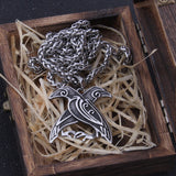 Nordic mythology Odin Huginn and Muninn pendant necklace viking Raven necklace stainless steel never fade with wooden box
