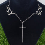 Ouroboros Snake Sword Fantasy Forest Branch Choker Necklace Gothic Magic Wicca Jewelry