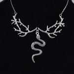 Ouroboros Snake Sword Fantasy Forest Branch Choker Necklace Gothic Magic Wicca Jewelry