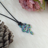 Pagan Psychedelic Snake Pendant Necklace Serpent Gothic Witch Occult  Jewelry For Gift
