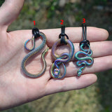 Pagan Psychedelic Snake Pendant Necklace Serpent Gothic Witch Occult  Jewelry For Gift