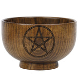 Pentacle Altar Bowl Wood Pentagram Moon Bowls Tableware Ceremony Divination Astrological Tool Witchcraft Prop Witch Supplies