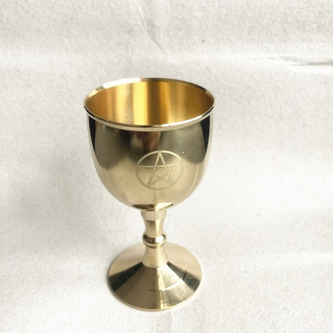 Pentagram Chalice Pentacle  ritual Cup altar goblet wicca Gold Copper tableware Divination Astrological tool altar supplies