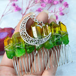 Quartz Jewelry Advanced Handmade Hair Comb Natural Citrine Amethyst White Crystal Moon Star Crystal