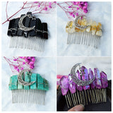 Quartz Jewelry Advanced Handmade Hair Comb Natural Citrine Amethyst White Crystal Moon Star Crystal